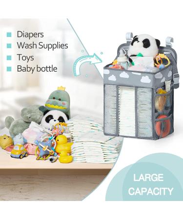 Mloong Diaper Caddy Hanging Organizer for Changing Table - Nursery Diaper Holder for Crib, Car - Diaper Stacker for Newborn Baby Boy & Girl - Light Grey - Buy Online on GoSupps.com