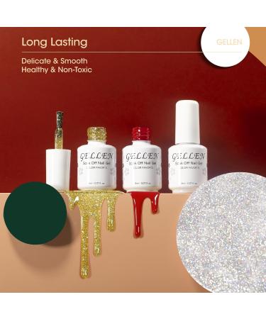 Gellen Gel Nail Polish Kit - Christmas Festive White Green Red Blue Silver Gold Glitter Gel Polish Kit 6 Colors Collection for Christmas Holiday DIY Salon/Home Manicure Festival Gift Set For Women Golden Paradise - Buy Online on GoSupps.com