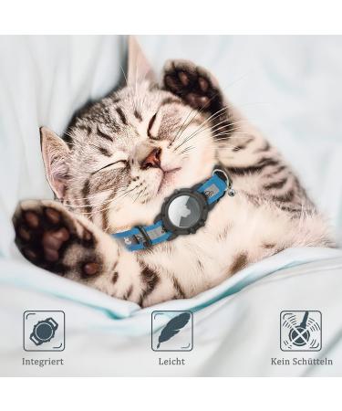 Jiarui Reflective AirTag Cat Neck Band - Adjustable GPS Collar with Bell for Cats & Puppies (Blue) 9-13 inch - Buy Online on GoSupps.com