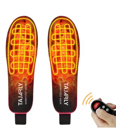 Heated Insoles  TAJARLY Rechargeable Electric Insoles for Women Men  Winter Foot Warmers with Intelligent Remote Control Fit Camping Skiing Large
