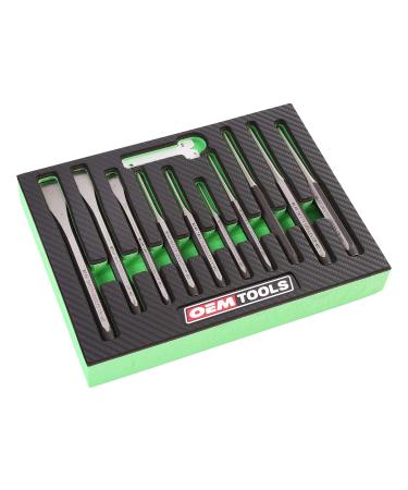 OEMTOOLS 23996 Punch and Chisel Set, 11 Piece, Cut, Shape, and Puncture Medium and Soft Metals, Heat-Treated Alloy Steel, Includes Green EVA Organizer Tray