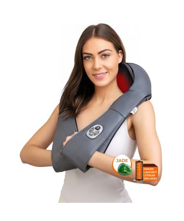 Original Munich Spring Shiatsu Neck massage device with heat & real jade stones I Up to 7 years of guarantee I wireless massager for neck shoulder back full body wellness I German Design