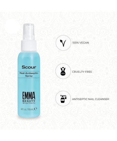 EMMA Beauty Scour Nail Antiseptic Cleanser - 12+ Free Formula, Vegan & Cruelty-Free - 4 oz - Buy Online on GoSupps.com