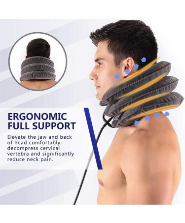 Cervical Neck Traction Device for Instant Pain Relief - Inflatable & Adjustable Neck Support Brace | Best Neck Traction Pillow for Home Use - Gray - Buy Online on GoSupps.com