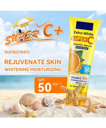 Spf 50+ Face Moisturiser Sunscreen - High-Power Ultraviolet Isolation Advanced Sun Cream - Face Sunscreen to Glowing Skin Tone - Vitamin C Suncream Waterproof & Long-Lasting - Non-Greasy Fresh Smell - Buy Online on GoSupps.com