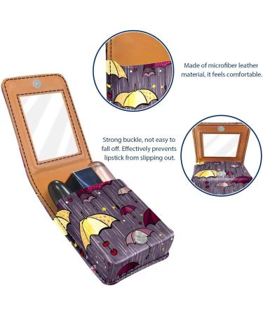 Buy Colorful Vintage Autumn Umbrella Lipstick Case | Leather Lip Gloss Organizer with Mirror - International Shipping Available - Buy Online on GoSupps.com