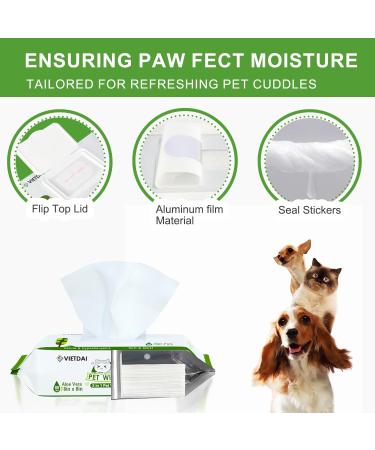 Vietdai Hypoallergenic Dog Wet Wipes - Extra Thick Cleaning Cloths for Paws Face Body & Butt - 400 Pieces - Ideal for Cats & Dogs - International Shipping - Buy Online on GoSupps.com