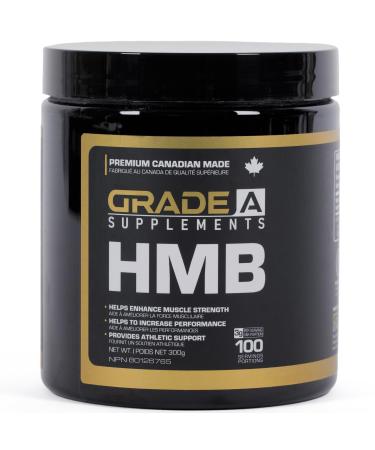 Grade A Supplements HMB Powder - HMB 3000mg Supplement for Bodybuilding Weight Lifting & Athletes - Supports Muscle Growth Recovery Soreness Relief - Made in Canada 100 Servings Unflavored 100 Servings (Pack of 1)