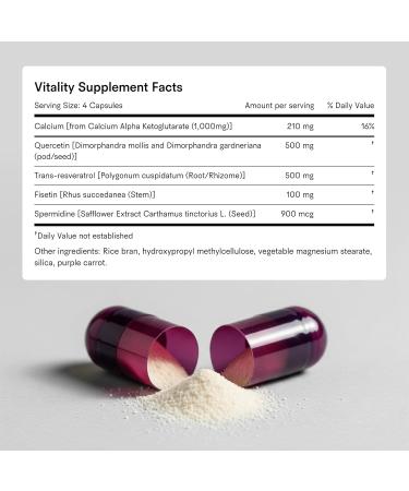 Tally Health Vitality Longevity Formula Spermidine + Fisetin + Quercetin + Resveratrol + Calcium Alpha-Ketoglutarate | Supports Cellular Renewal Healthy Aging Energy & Autophagy | 120 Capsules - Buy Online on GoSupps.com