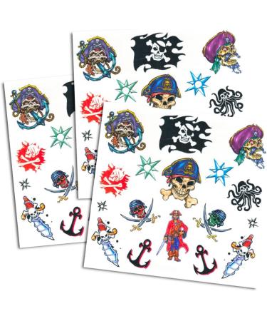 Pirate Tattoos - 50 Assorted Temporary Tattoos for Pirate Party Supplies and Favors - Buy Online on GoSupps.com