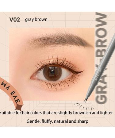 Double Tip Lower Eyelash Pencil | Waterproof Smudge Proof Lower Lash Liner Super Slim Liquid Eyeliner Natural Lower Eyelashes Two-Claw Bottom Lashes Pencil for Eye Makeup Pochy V02# Gray Brown - Buy Online on GoSupps.com