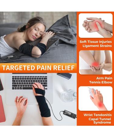 Heating Pad for Pain Relief - Long Small Wrap for Hands, Elbow, Knee, Ankle - Ideal for Golfers & Tennis Elbow, Carpal Tunnel, Arthritis - 1 pc Black - Buy Online on GoSupps.com