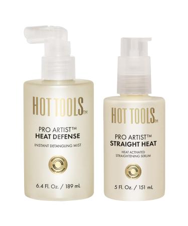 HOT TOOLS Pro Artist Heat Defense Instant Detangling Mist and Straight Heat Heat Activated Straightening Serum | Protect and Straighten
