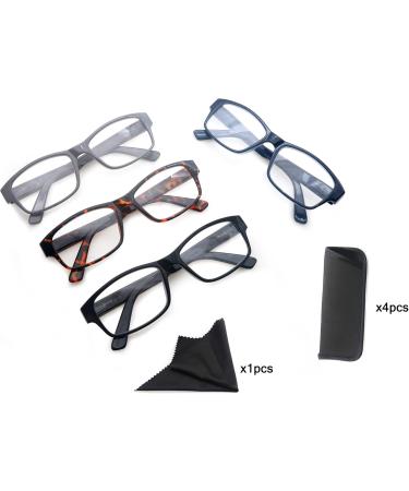 Shop Heeyyok Reading Glasses for Men - Large Rectangular Comfortable Fit 4 Pack - Stylish & Durable 2.0 Diopter Eyewear for Large Heads - Buy Online on GoSupps.com