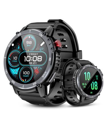 Rapocon Military Smart Watches for Men - Bluetooth Call(Answer/Dial Calls/BT5.0), 24 Sports Modes, 5ATM Waterproof Fitness Watch for Android iOS Phones - 1.6
