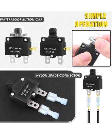5A Thermal Circuit Breaker | 125-250V AC & 50V DC | Manual Reset with Waterproof Cap | Quick Connect Terminals | International Shipping Available - Buy Online on GoSupps.com