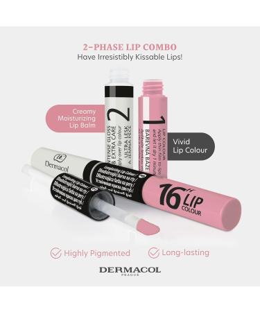 Dermacol 16-Hour Lip Stain - Highly Pigmented Glossy Lip Makeup with Matte & Glitter Finish, No.5 Shimmering Nude, 7.1 mL - Buy Online on GoSupps.com