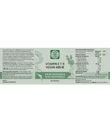 Buy Kala Health Vegan Vitamin E 400 IU - Complete Tocopherol & Tocotrienol Blend - 60 Capsules for Optimal Health - Buy Online on GoSupps.com