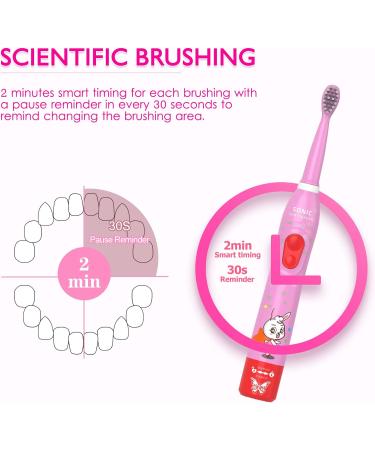 Kids Sonic Electric Toothbrush Rechargeable Smart Toothbrush for Children Toothbrush for Toddlers Boys Girls Age 3-12 with 30s Reminder 2 Mins Timer 6 Modes 2 Brush Heads(8630 Pink+ 2 Heads) 8630 Pink+ 6 Heads+holder(package Might Vary) - Buy Online on GoSupps.com