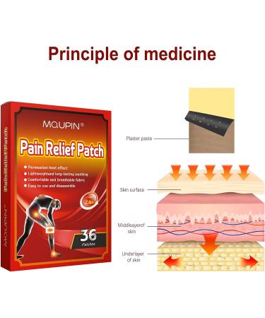 Pain Relief Patch Plaster | MQUPIN Heat Patches | 8-12h Long Lasting Effect | Back Knee Joint Neck Shoulder Muscle Pain Relief - 36 Patches - Buy Online on GoSupps.com