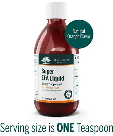 Genestra Brands Super EFA Liquid - Cardiovascular Support & Brain Development in Children - Natural Orange Flavor - 16.9 Fl Oz - Buy Online on GoSupps.com