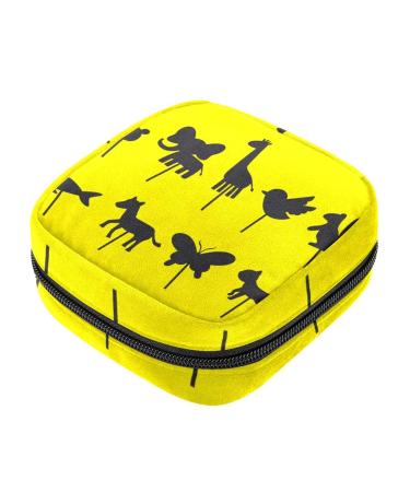 Animal Shadow Puppet Sanitary Napkin Storage Bag for Girls Women Portable First Period Pads Bag Tampons Holder Girls Travel Makeup Bag Large Capacity Multicoloured 01