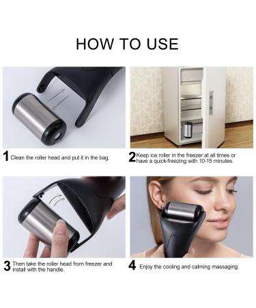Stainless Steel Ice Roller for Face & Eyes | Puffiness & Migraine Relief | Best Self Care Gift for Men & Women - Black Roller - Buy Online on GoSupps.com