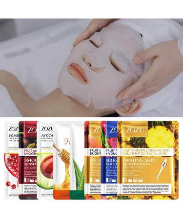 Moisturizing Mask 8 Pieces Fruit Face Mask Face Mask Sheet Moisturizing Facial Tissue Beauty Mask Face Mask Nourishing Soothing Care for All Skin Types Type 2 - Buy Online on GoSupps.com