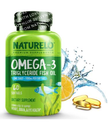 NATURELO Omega-3 Fish Oil Softgels - Lemon Flavor - 60 Count for Heart & Brain Health - Buy Online on GoSupps.com