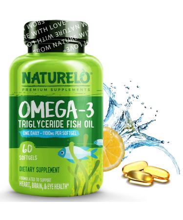NATURELO Omega-3 Triglyceride Fish Oil 1100 mg 60 Softgels