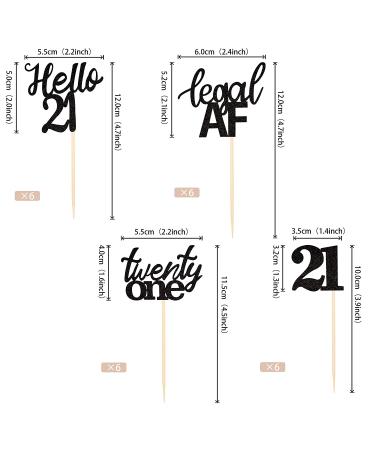 24 PCS 21st Birthday Cupcake Toppers - Hello 21 Twenty One Picks for Cake Decorations in Black - Buy Online on GoSupps.com