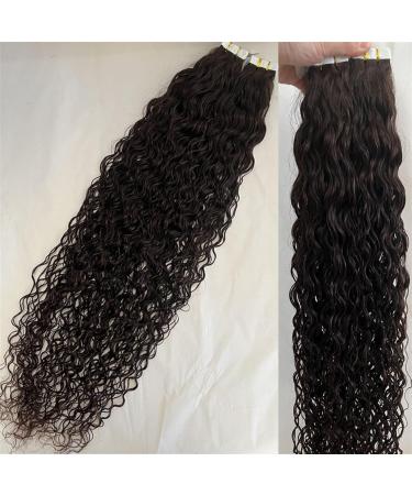 Tape in Human Hair Extensions Water Wave Brazilian Loose Wave Skin Weft Dark Brown Curly Tape in Hair Full Head(8inch 40pieces) 8inch 40pieces Natural Color - Buy Online on GoSupps.com