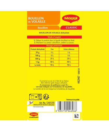MAGGI PROFESSIONAL Bouillon de Volaille D shydrat - Cuisson Viande Blanche L gume F culent - Pour Corser Sauce Potage Risotto - Gain de Temps - Fonds Fumet - Bo te de 1 4 kg pour 70L Bouillon Volaille 1 4 kg - Buy Online on GoSupps.com
