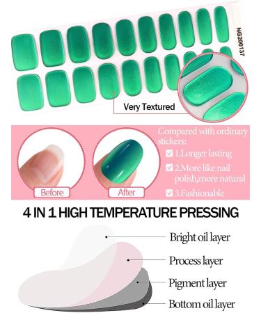 EBANKU 20PCS Semi Cured Gel Nail Strips with Nail File - Full Wraps Adhesive Gel Nail Stickers | UV/LED Lamp Required - Buy Online on GoSupps.com