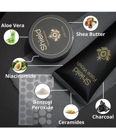 Shield Men's Acne System | Complete Face Wash Moisturizer & Pimple Patches - 4 Month Skin Care Set - Buy Online on GoSupps.com