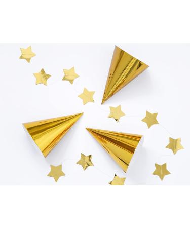 PartyDeco Garland with gold stars golden stars pendant golden mirror foil dimensions: 3.6 m Christmas New Year's Eve wedding birthday decoration background curtain - Buy Online on GoSupps.com
