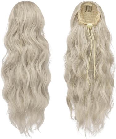 FESHFEN Ponytail Extensions Drawstring Ponytails Hair Extension Platinum Silver Blonde Long Curly Wavy Hair Piece Synthetic Pony Tail Hairpieces for Women 18 inch 18 Inch Platinum Silver Blonde - Buy Online on GoSupps.com