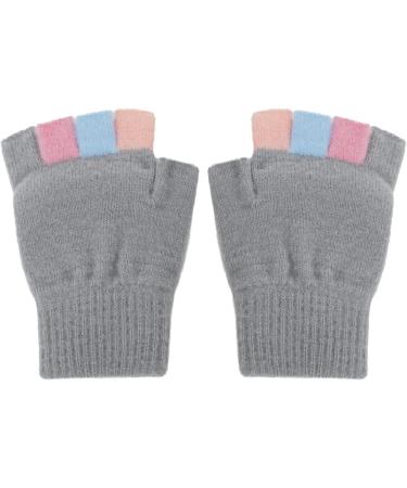 Toddler Kids Puppy Flip Top Gloves | Knitted Half Finger Gloves for 3-8 Yrs | Rabbit/Grey - Buy Online on GoSupps.com