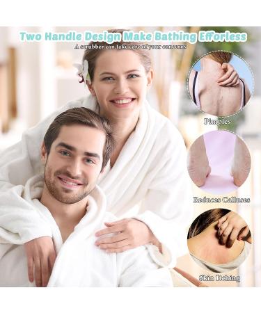 Exfoliating Back Scrubber Set - 8 Pieces with Stretchable Handles and Bath Gloves for Women, Men, and Children - Bright Color Washcloth Included - Buy Online on GoSupps.com