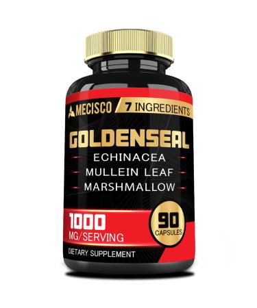 Goldenseal Root Capsule with Echinacea Mullein Leaf Plantain & More - 90 Veggie Capsules - 7in1 Supports Immune System Digestive Health Smooth Breathing and Body Management 90 Count (Pack of 1)