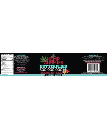 Premium Healthergize Hemp Gummies: Delicious Butterfly & Bear Shapes | Fresh Fruity Flavors | Natural Hemp Candy for Peace & Relaxation | Sleep, Stress Relief & Calm | Made in USA | 100 Count - Buy Online on GoSupps.com