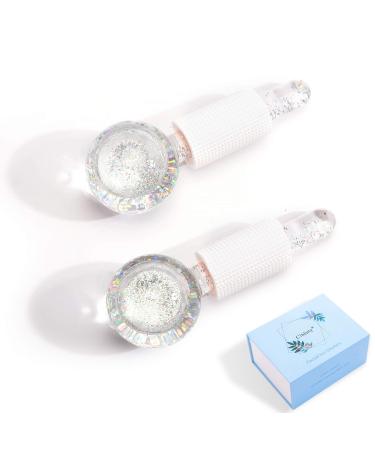CIBLUTY ICE BEAUTY BALLS for FACIAL, 2 PCS Colorless White Face Roller Balls with Anti-Freeze Liquid to Reduce Puffiness, Pores, Wrinkles