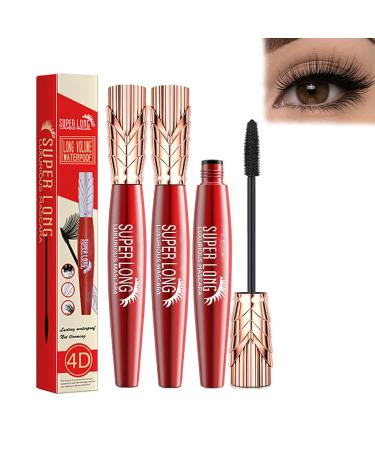 Yanquina Super Long Mascara Yanquina Super Long Luxurious Mascara Yankina Super Long Mascara 4D Silk Fiber Lash Mascara 4D Waterproof and Sweatproof Mascara for Women Smoother Curly Thick (3Pcs)
