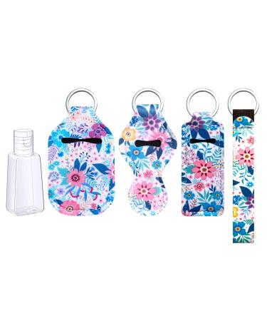 PUEZOKLY Lip Love Bundle: Neoprene Balm Holder Keychain Set with 30ml Reusable Flip Cap Bottles Style 2