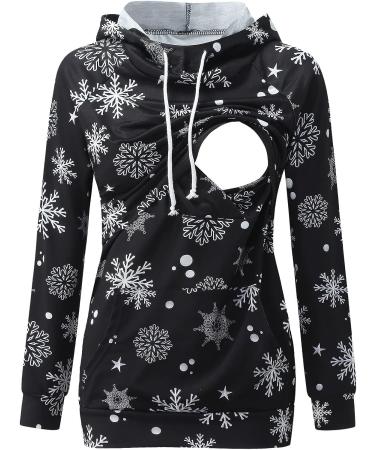 Maternity Long Sleeve Hoodie Sweatshirt for Breastfeeding | Black, X-Large - Buy Online on GoSupps.com