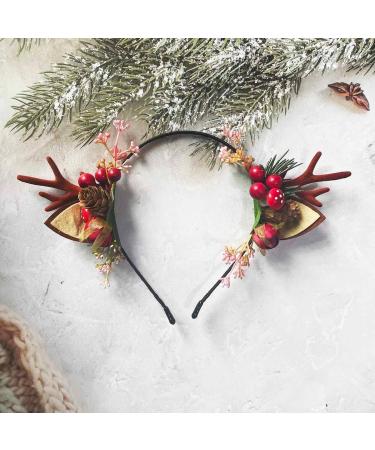 Wedity Christmas Antlers Hair Accessories Xmas Party Berry Flower Hair Hoop Headwear Hair Accessories for Women Girls (C) - Buy Online on GoSupps.com