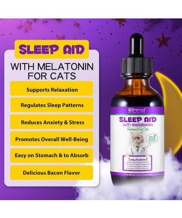 Cat Calming Supplement - Cat Sedative for Grooming Melatonin Liquid for Stress Relief & Sleep Aid Promotes Rest & Relaxation 2.02fl oz - Buy Online on GoSupps.com