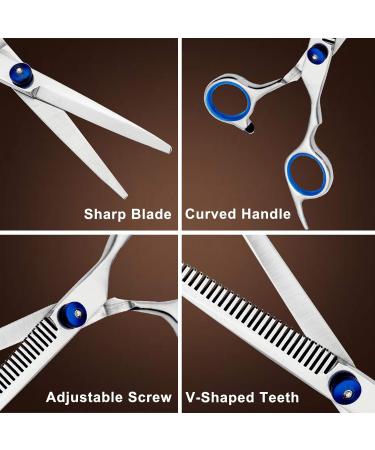 Hairdressing Scissors Jiasoval Professional 6 Inch Haircut Scissor & Thinning Scissors Set Hair Cutting Kit Haircut Beard Trimming Shaping Grooming for Men Women Children Pets Home Salon Barber - Buy Online on GoSupps.com