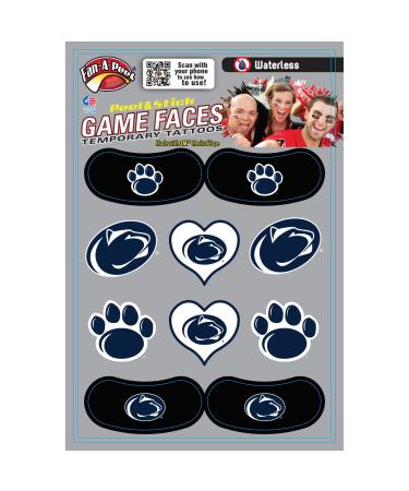 Fan-A-Peel Penn State Waterless Temporary Tattoos - Hypoallergenic Peel and Stick Waterproof Temporary Tattoos