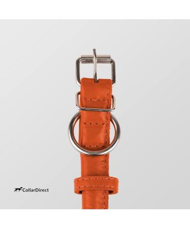 Collardirect Handmade Softly Padded Round Leather Dog Collar - Real Leather for Small & Big Dogs Puppies & Cats - Available in Black Pink Red Purple Blue Orange (40-45 cm) - Buy Online on GoSupps.com